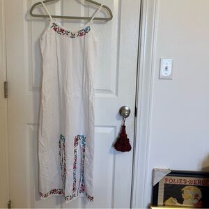 Traditional Mexican Cotton Floral Embroidered Summer Dress